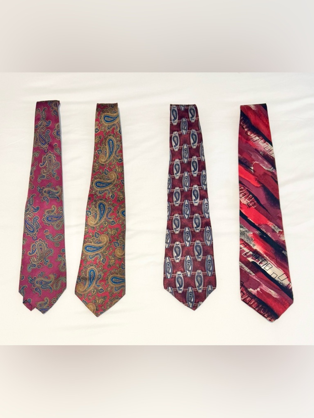 Lot Of 4 100% Silk Multicolor Men's Designers Necktie Ties
